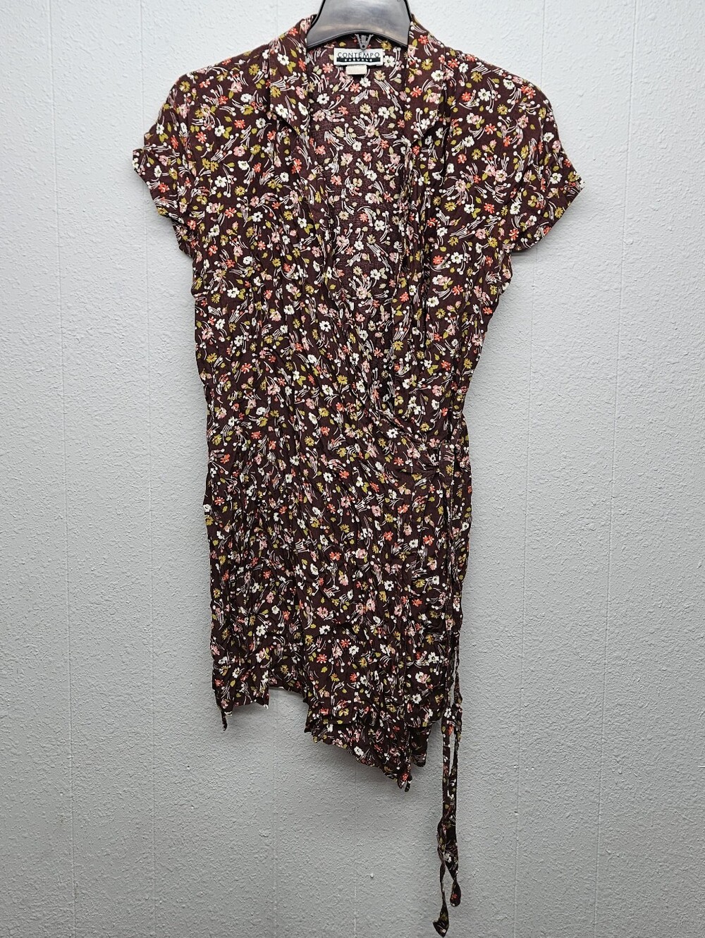 90's Y2K Contempo Casuals Floral Mini Wrap Dress Womens 11 Garden Girl Coquette